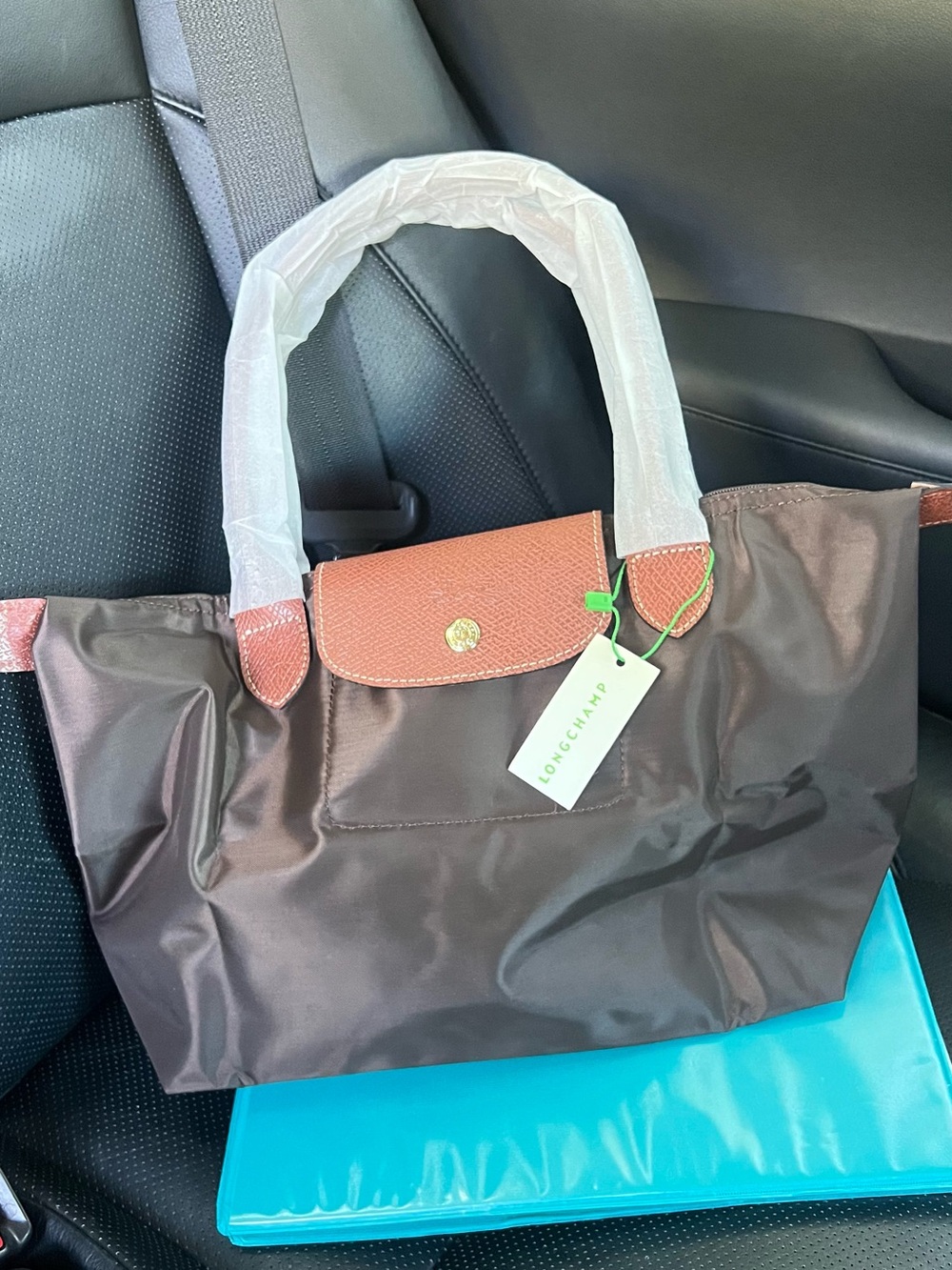 Longchamp Medium Tote in Brown with Tan Trim